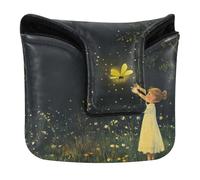 Golf Putter Covers Mallet Magnetic Snap Putter Headcover for Mallets and Square PU Leather Firefly Summer Night