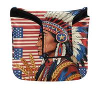 Golf Putter Covers Mallet Magnetic Snap Putter Headcover for Men and Women Waterproof PU Leather Indigenous American Flag