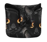 Golf Putter Covers Mallet Magnetic Snap Putter Headcovers for Men and Women PU Leather Black Simple Honest Cats