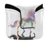 Golf Putter Covers Mallet with Magnetic Closure Putter Headcover for Mallet Square Waterproof PU Leather Vintage Rainbow Gay Pride Flag LGBTQ Galaxy