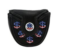 Golf Putter Head Covers, PU Leather Golf Club Headcovers with Magnetic Closure, Waterproof Putter Head Protector for Men and Women, Exquisite Embroidery Design with Internal Thicke (Black)