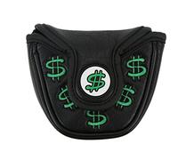 Golf Putter Head Covers, PU Leather Waterproof Golf Club Head Protector, Magnetic Closure Putter Headcover with Internal Thicken Plush, Exquisite Embroidery Design for Men Women (Black)