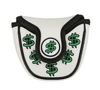 Golf Putter Head Covers, PU Leather Waterproof Putter Headcover with Magnetic Closure, Sunscreen Rainproof Club Protector for Golfers, Thick Plush Lined (White)