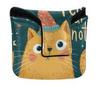 Golf Putter Mallet Head Cover Magnetic Snap Golf Putter Headcover for Mallets and Square PU Leather Christmas Cute Cat Fear Not