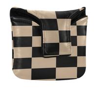 Golf Putter Mallet Head Cover Magnetic Snap Golf Putter Headcover for Most Brand PU Leather Waterproof Black and Brown Classic Checkered Big Vintage Checkerboard (2)