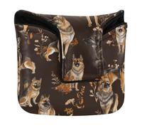 Golf Putter Mallet Head Cover Magnetic Snap Putter Headcovers for Mallets and Square Waterproof PU Leather Art German Shepherd Dogs