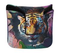 Golf Putter Mallet Head Cover Magnetic Snap Tigers Breaking Through The