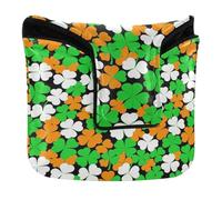 Golf Putter Mallet Head Cover with Magnetic Closure Putter Headcovers for Mallet Square PU Leather Irish Flag Shamrock for Ireland Lover