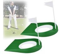 Golf Putting Cup with Flag, Putting Hole Portable Golf Training Aid for Practice, Portable Golf Practice Aid for Home and Office, Ideal for Indoor Putting Drills (Green 2pcs)