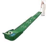 Golf Putting Green Mat Indoor Matt with and 3 Holes Portable Training Aid Auto- System Line-Markings Measurements Bunker Water Hazard for Home Office Practice