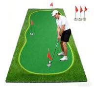 Golf Putting Green Mat, Large Indoor Outdoor Practice Mat with Movable Cup and Slope Pad, 5x12ft, Professional Quality for Golf Training