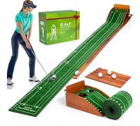 Golf Putting Mat, Putting Mat Indoor Golf, Putting Mat, Golf Putting Machine, Indoor Golf Putting Set, Putting Machine, Golf Putting Mat with Ball Return (Dark green 2 holes)