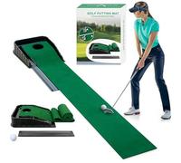 Golf Putting Mat with Auto Ball Return, 87" Portable Indoor Golf Practice Training Aid for Home Office Garden