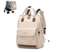 GOLF QUALITY Diaper Bag Backpack,Multi Function Water Resistant Diaper Bag With Hook,Casual Hanging diaper bag for mom, A-apricot, 16 Inch, Modern, Minimalist