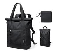 GOLF QUALITY Foldable Convertible Tote Backpack Lightweight Nylon Daypack for Women Men City Pack Versatile Backpack, Black, 21.9L, Daypack Backpacks