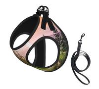 Golf Resort Park print Dog Harness and Leash Set, Reflective Adjustable Puppy Vest for Small Medium Large Dogs, Cats