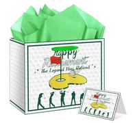 Golf Retirement Gift Bag for Men, Happy Retirement Themed Gift Bag, with Card and Tissue Paper, Golf Theme Party Decorations, for Retiree Celebration, Going Away Party