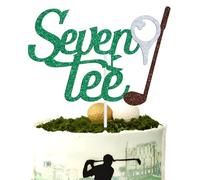 Golf Seven-tee Cake Topper, Golf 70th Birthday Decoration, Funny Golf Theme 70 Seventy Sign for Golfer Fans, 70th Birthday Party Decorations Supplies