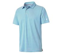 Golf Shirts for Boys Short Sleeve Moisture Wicking Dry Fit Performance Kids Youth Sport Striped Boys Polo Shirts, Sky Blue Stripe, 8