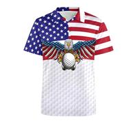 Golf Shirts for Men,Dry Fit Athletic Short Sleeve Polo Shirts,Performance 4 Way Stretch Golf Polos with UPF 50, American Flag Eagle, Large