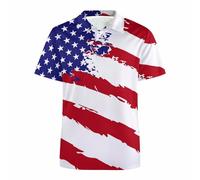 Golf Shirts for Men,Dry Fit Athletic Short Sleeve Polo Shirts,Performance 4 Way Stretch Golf Polos with UPF 50, The Usa Flag, Large
