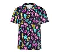 Golf Shirts for Men,Dry Fit Athletic Short Sleeve Polo Shirts,Performance 4 Way Stretch Golf Polos with UPF 50, Neon Flamingo Black, XL