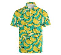Golf Shirts for Men Dry Fit Classic Sunglass Rubber Duck Short Sleeve Casual Outfit Polo Shirt, Bananas, L