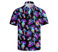Golf Shirts for Men Dry Fit Classic Sunglass Rubber Duck Short Sleeve Casual Outfit Polo Shirt, Mushroom1, M