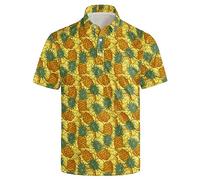 Golf Shirts for Men Dry Fit Classic Sunglass Rubber Duck Short Sleeve Casual Outfit Polo Shirt, Pineapple, 3XL