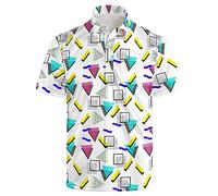 Golf Shirts for Men Dry Fit Classic Sunglass Rubber Duck Short Sleeve Casual Outfit Polo Shirt, Retro 80s 90s Graphics White, S
