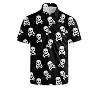 Golf Shirts for Men Dry Fit Classic Sunglass Rubber Duck Short Sleeve Casual Outfit Polo Shirt, Skull, XXL