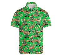 Golf Shirts for Men Outfit Dry Fit Performance Rave Outfit Retro Short Sleeve Casual Polo Shirt, St. Patrick's Day, 3XL