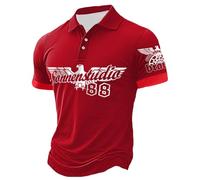 Golf Shirts Mens Uk,Mens Long Sleeve T Shirt,Men's Shirts Casual Loose Fit Shirt by European and World War II German Printed Theme for Everyday Wear on UK Platform (Red, L)