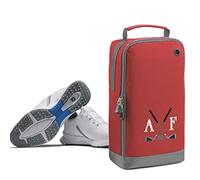 Golf Shoe Bag Personalised with Embroidered Initials - Monogrammed Golf Clubs Logo - Free P&P (Red)