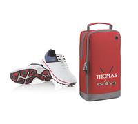 Golf Shoe Bag Personalised with Embroidered Name - Monogrammed Golf Clubs Logo - Free P&P (Red)