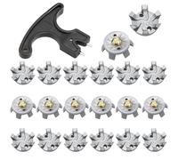 Golf Shoe Spikes, 20PCS Replacement Bulk Cleats Golf Shoe Studs with Nail Remover, Durable TPU Easy to Install Universal Fit Tooth Spikes Accessories for Men and Women, Improves Grip and Comfort