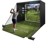 Golf Simulator Enclosure Net, 10 X 8 Ft Golf Sim Net Kit with Premium Triple Layer Impact Screen, Foam Padding Frame Pipes, Side Barrier Netting & Lightproof Cloth, Indoor Garage Practice Equipment