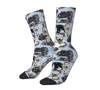 Golf Socks 40cm The Christmas Old English Sheepdog Patterned Socks Multi Coloured Work Socks Striking Ladies Socks For Halloween, Hiking, Christmas