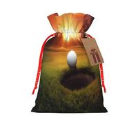 Golf sport at sunset -Print Burlap Drawstring Bags - Eco-Friendly Reusable Pouches For Wedding Favors, Christmas & Birthday Presents.