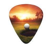 Golf sport at sunset Print Guitar Picks 12-Pack - Assorted Thickness Picks (0.46mm, 0.71mm, 0.96mm) with Storage Box & Assorted Unique Design for Acoustic, Electric, Bass, and Ukulele Players