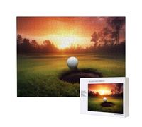 Golf sport at sunset Printed 500 Pieces Jigsaw Puzzle with Storage Box, Wooden Puzzle for Adults and Kids, Family Fun Decorative Game, 52x38 CM