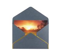 Golf sport at sunset Printed Pearl Paper Greeting Card, Black - Folded Blank Cards with Gold Trim for Weddings, Birthdays, Christmas