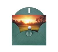 Golf sport at sunset Prints Pearl Paper Horizontal Festival Greeting Card for Birthday Cards and All Occasions, Dark Green