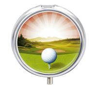 Golf Sport Pill Box Round Portable Small Pill Case Waterproof Travel Pill Box Organizer for Pocket Purse and Daily Convenience