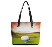 Golf Sport Tote Bag Large Soft Leather Purse with Zipper Lightweight Ladies Shoulder Handbag