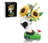 Golf Sunflower Bouquet Building Set with Putting Green Base Compatible with Lego Flower - Creative Golf-Inspired Model, Unique Desk&Home Decor Gift for Men, Golf Lovers, Dad, Husband (445 PCS)