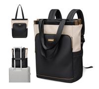 GOLF SUPAGS Convertible Computers Backpack for Women Casual Daypack Notebook Tote Bag for Work College Travel Leisure (Black & White)