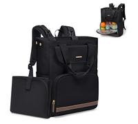 GOLF SUPAGS Diaper Bag Backpack with Portable Changing Pad 25L Baby Bag Insulated lunch box Backpack Fits 17.3" Laptop (Black)