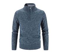 Golf Sweaters For Men UK 1/4 Zip Up Jumper Polos Shirts Winter Long Sleeve Zipper Half High Neck Sweater Knitwear Turtleneck Sweater Tunic Tops Pullover Sweatshirt Jumpers for Men UK Blue XXL