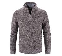 Golf Sweaters For Men UK 1/4 Zip Up Jumper Polos Shirts Winter Long Sleeve Zipper Half High Neck Sweater Knitwear Turtleneck Sweater Tunic Tops Pullover Sweatshirt Jumpers for Men UK Coffee XL